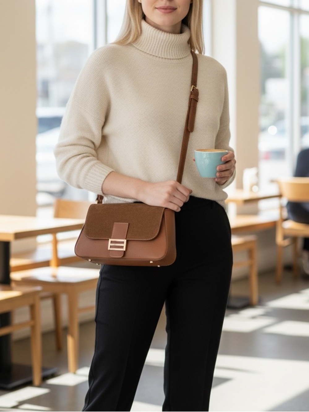 Lilium Firenze Genuine Leather Brown Suede Shoulder bag - Picture 3 of 17